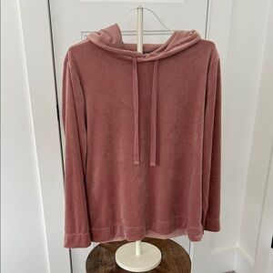 LOFT Women's Pink Velour Hoodie